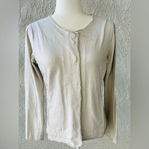 Eileen Fisher beige long sleeve jacket style blouse small